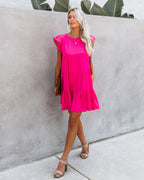 East Coast Pocketed Tiered Babydoll Dress Fuchsia