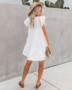 East Coast Pocketed Tiered Babydoll Dress White