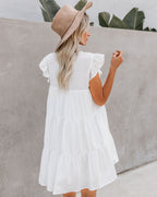 East Coast Pocketed Tiered Babydoll Dress White