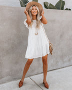 East Coast Pocketed Tiered Babydoll Dress White