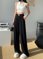 Black High-Waisted Straight Slacks