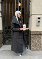 Belted Oversized Stand Collar Coat