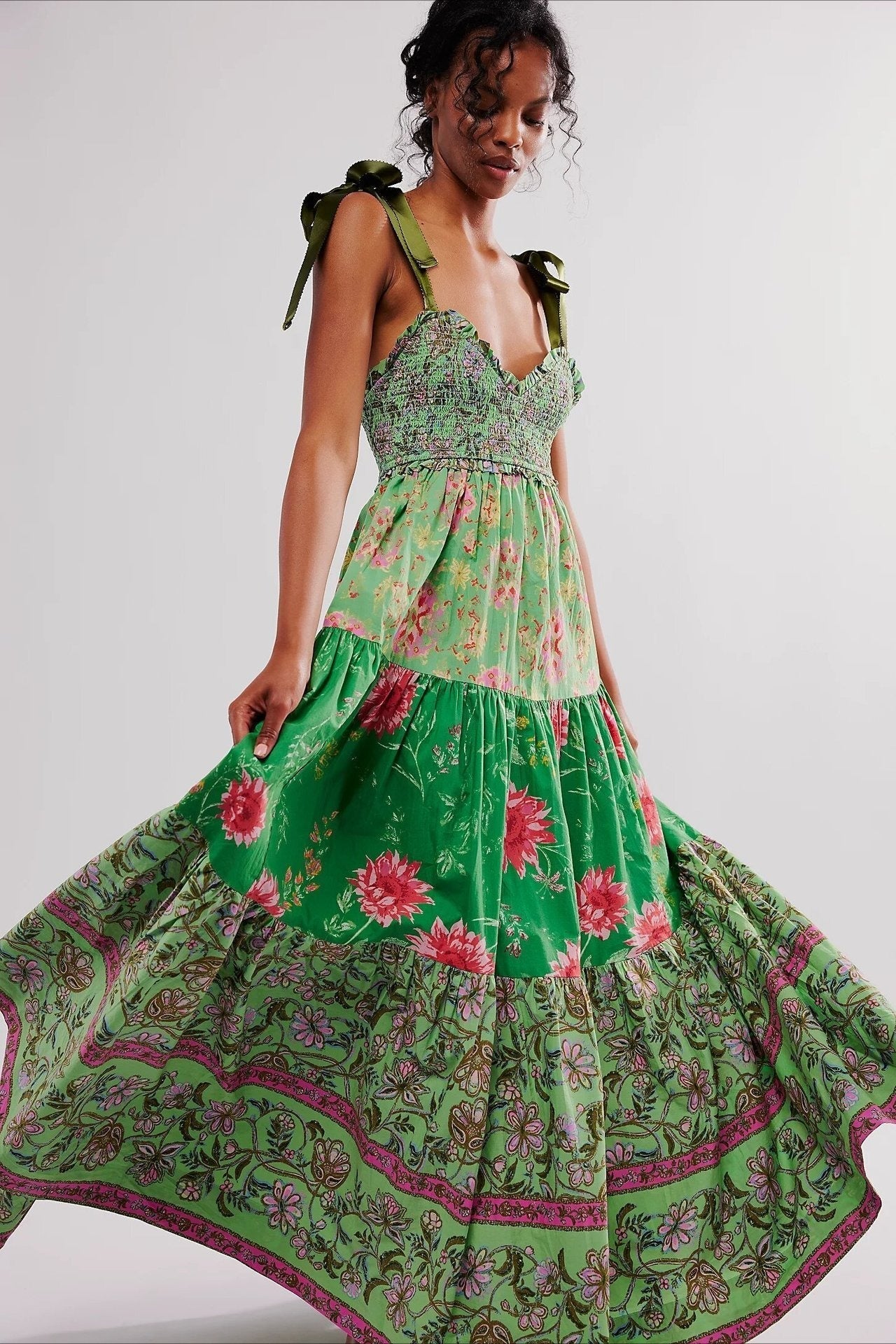 Vintage Print Cami Maxi Boho Dress