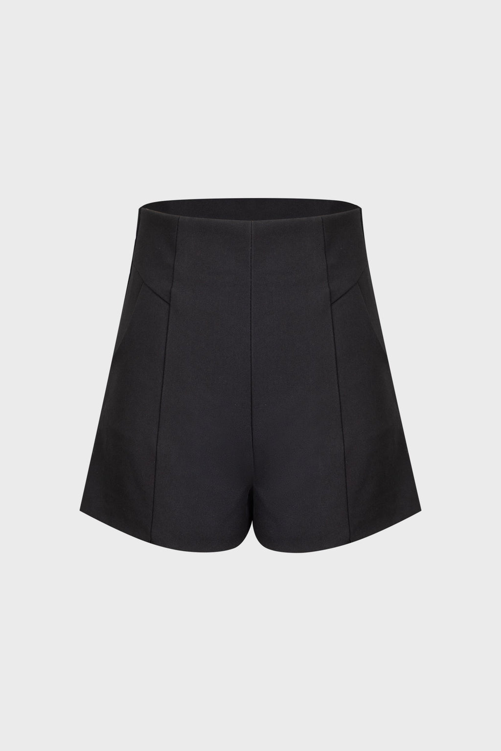 Black A-Line Seam-Detail Shorts