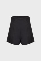 Black A-Line Seam-Detail Shorts