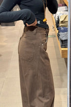 Curved Hem Straight Leg Wide Leg Jeans