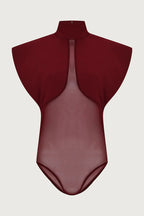 Vita Mesh Patchwork High Neck Wide Sleeve Bodysuit and High Rise Pocket Slit Pants Set