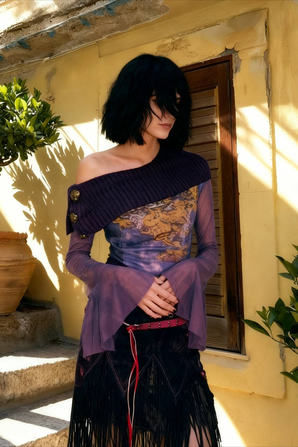 Fairy Grunge Off Shoulder Mesh Top