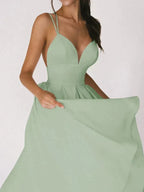 Yessica Elevated Dress with V Neck and Straps Evening Wear Edit