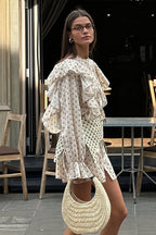 Ruffled Flare Sleeve Printed Mini Dress