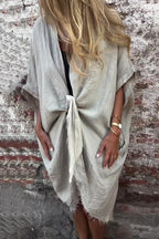 Solid Color Loose Knotted Casual Kimono