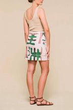 Printed Pocket White Shirt + Abstract Print High-Waisted Skirt Set