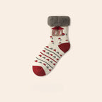Plush Extra Thick Terry Red Mid Length Socks