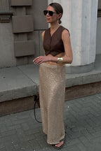 Glitter Sequin ALine Midi Skirt