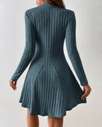 Drusila Dress in Ribbed Fabric with Long Sleeves for Women