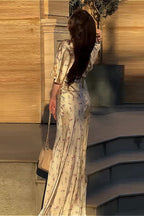 V Neck Cinched Waist Stylish Floral Dress