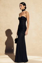 Sequin Strapless Bodycon Fish Tail Maxi Dress