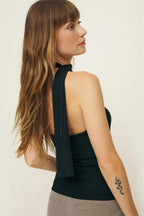 Sexy Tie Waist Bodycon Halter Crop Top