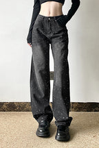 Washed Gradient Rhinestone Jeans
