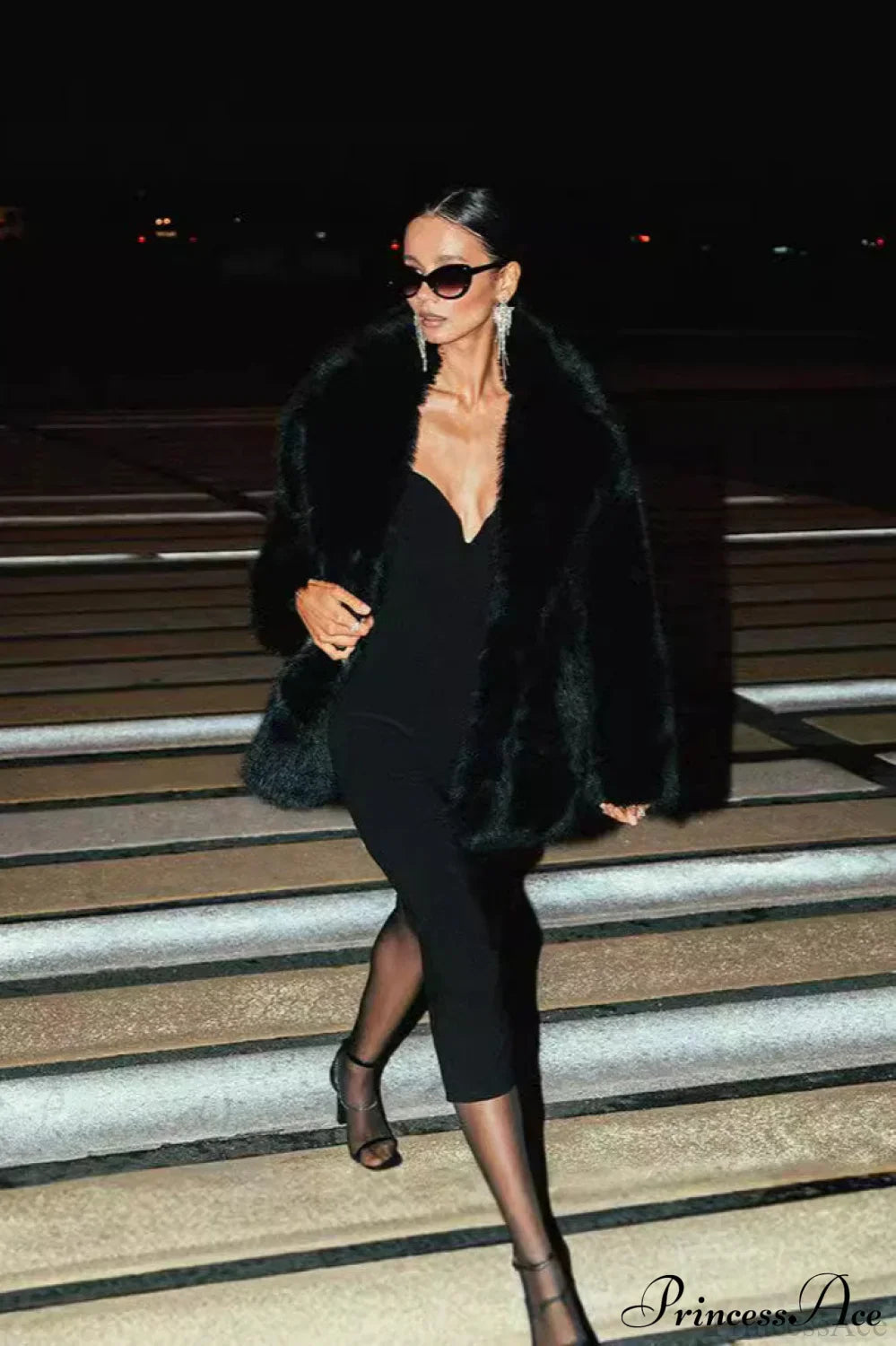 Eco Faux Fur Solid Chic Cropped Coat