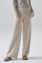 Solid Wool Straight Leg Knit Pants
