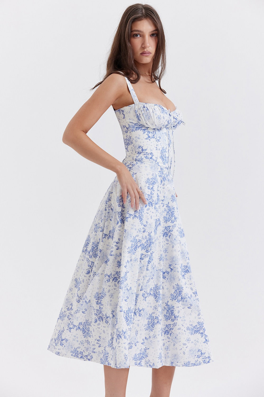 Strap Slit Floral Maxi Floral Dress