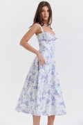 Strap Slit Floral Maxi Floral Dress