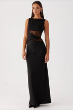 Cut Out Lace Panel Sleeveless Bodycon Dress
