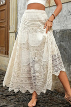 Fashion Hollow Elastic Waist Knitted Beach Maxi Skirt