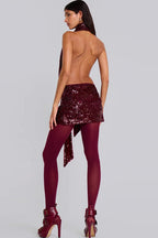 Sequin Halter Deep V Backless Sexy Bodycon Sequin Dress