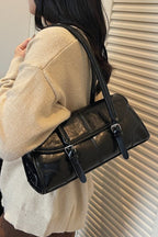 Waxed Leather Retro Long Handbag Chic Shoulder Underarm Commuter Bag