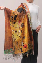 Vintage Van Gogh Print Fringe Wrap Scarf