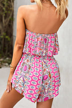 Bohemian casual one-shoulder wide-leg jumpsuit