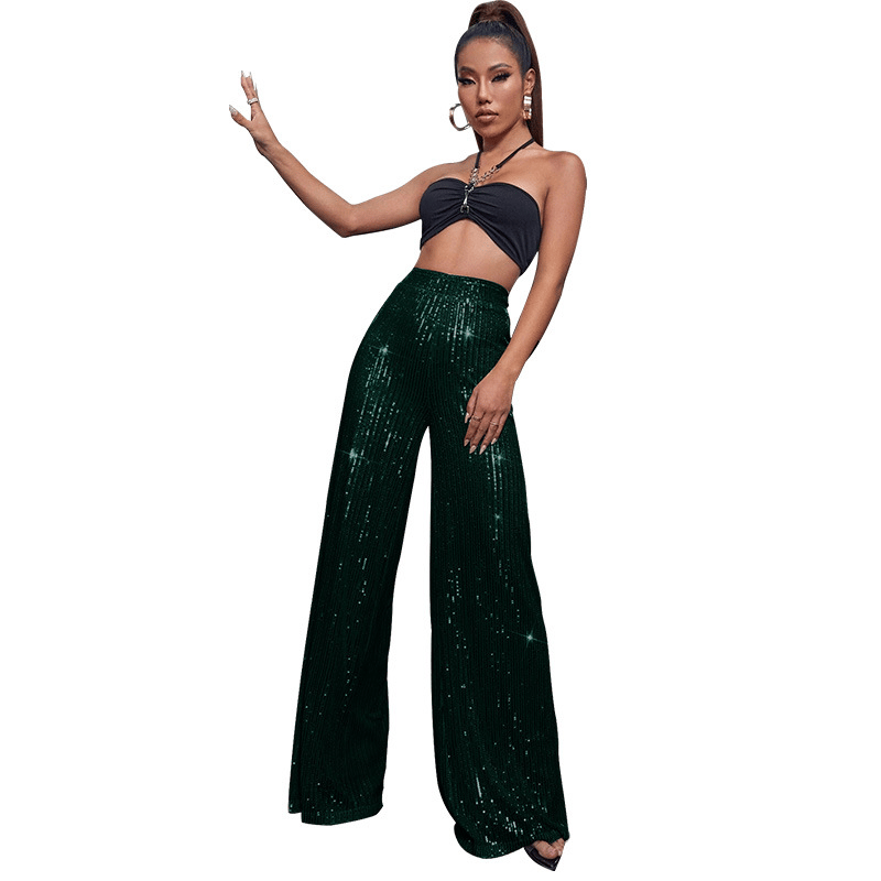black sequin stretch pants