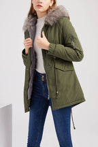 Hooded winter warm fleece coat with cotton padded jacket