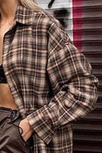 Vintage Plaid Long  Blouse