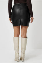 PU Leather A-Line Bodycon Mini Skirt