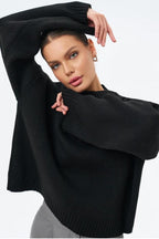 Solid Crewneck Loose Knit Sweater