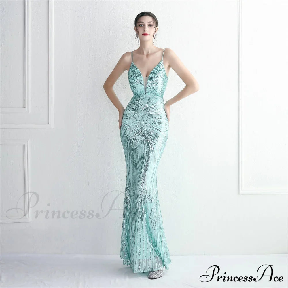 Edlyn Sequin Laceup Charming Mermaid Formal Dress