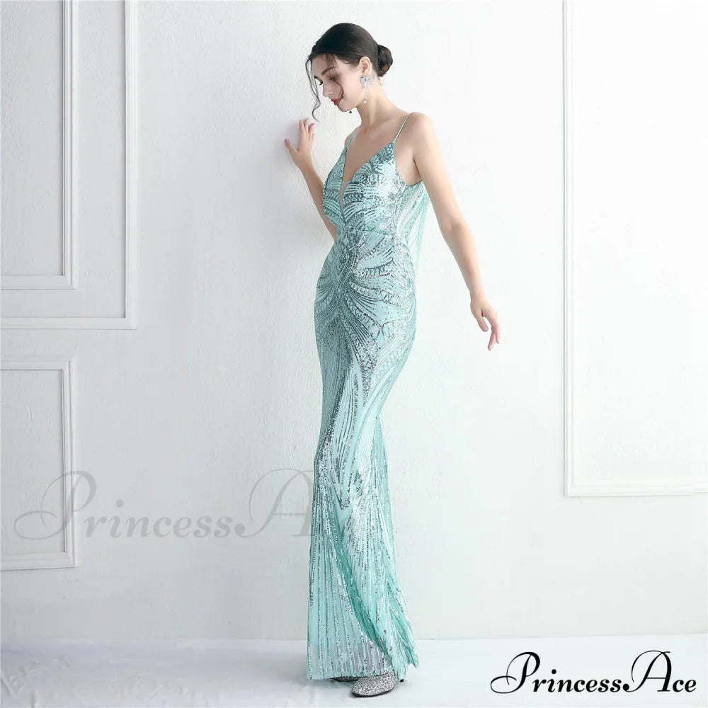 Edlyn Sequin Laceup Charming Mermaid Formal Dress