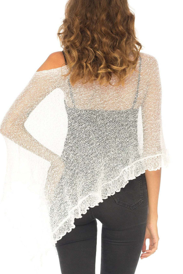 Solid Color Loose-fitting See-through Irregular Casual Cover-up