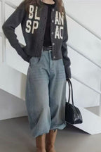 Loose Fit Letter Embroidery Sweater