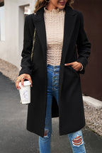 Wool Blend Solid Longline Coat
