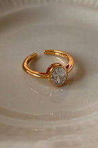 Elegant Silver-plated Diamond Open Ring