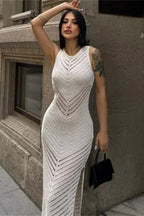 Tossy Knit Hollow Out Maxi Dress