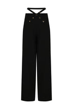 Leia High Neck Button Bell Sleeve Top and Cutout Waist Metal Pocketed Flare Pants Set