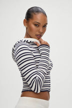Striped Knit High-Waist Bodycon Hoodie