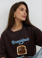 ChocoToast - Graphic Oversized Tee in Cocoa Brown
