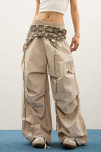 Layered Star Print Loose Cargo Pants