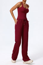 Relaxed Straight Leg  High Waist Knit Pants